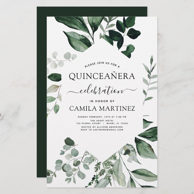 Orçamento Quinceanera Primavera Greenerescência Bo (Frente/Verso)