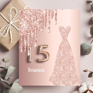 Orçamento Quinceanera rosa de ouro convite à rel
