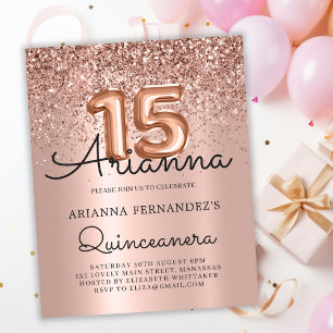 Orçamento Quinceañera Rosa Dourado Convite de 15 A