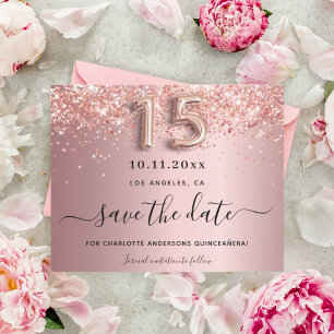 Orçamento Quinceanera rosa velho salvar data