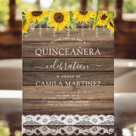 Orçamento Quinceanera Sunflower Rustic Convite