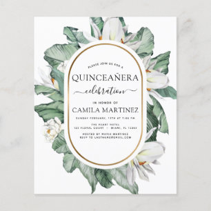Orçamento Quinceañera Tropical Magnolia Convite
