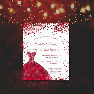 Orçamento Quinceanera vermelho convite para vestim
