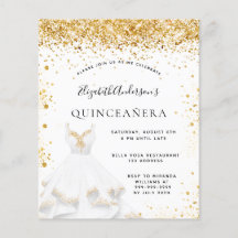 Orçamento Quinceanera White Gold Convite