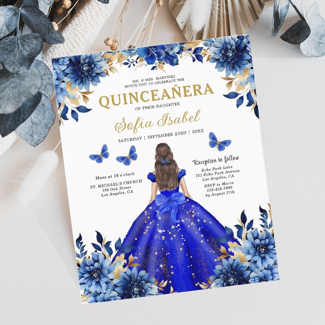 Orçamento Real Azul Bilíngue Espanhol Quinceanera (Criador carregado)