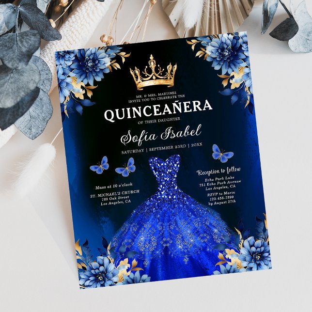 Orçamento Real Azul Bilíngue Espanhol Quinceanera (Criador carregado)