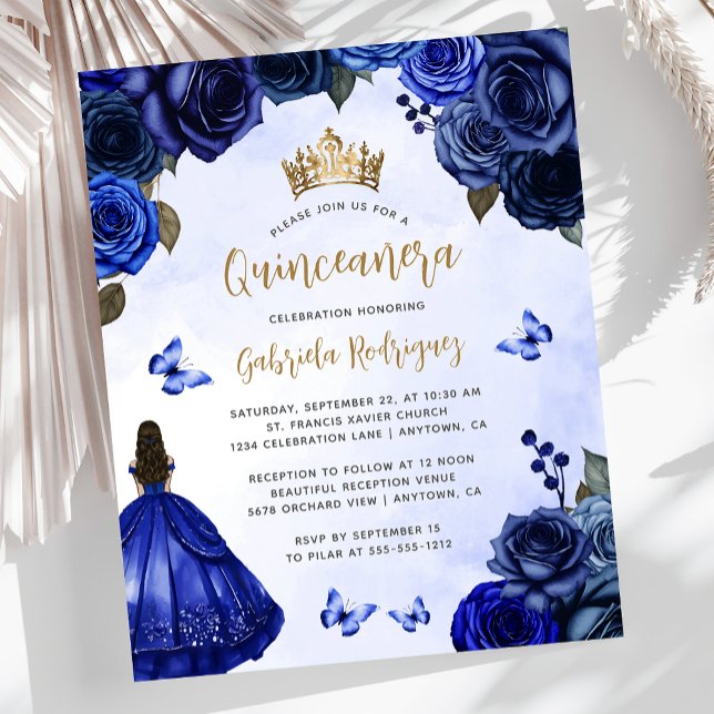 Orçamento Real Azul Dourado Quinceañera (Criador carregado)