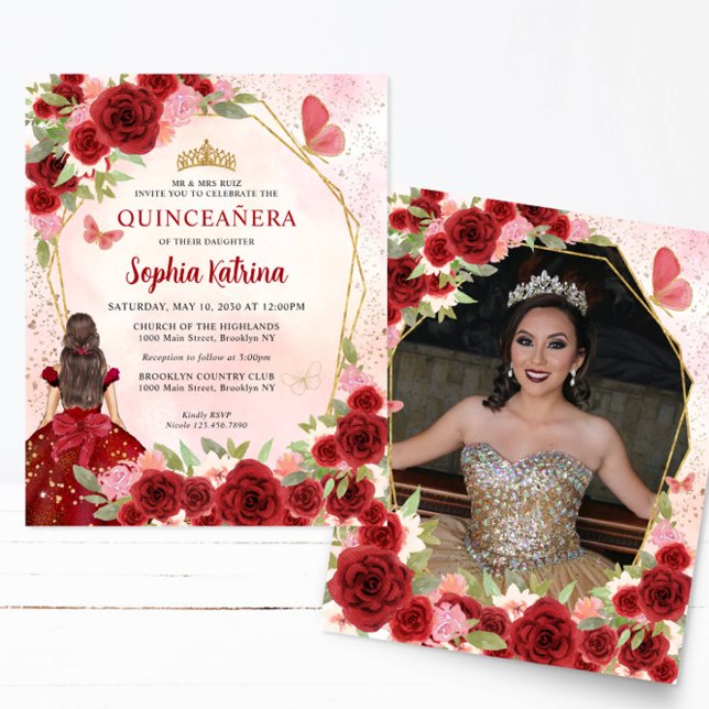 Orçamento Red Dourado Princesa Floral Quinceañera  (Criador carregado)