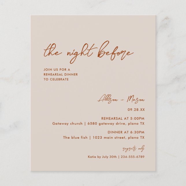 Orçamento Reputar A Noite Antes Do Janto De Ensaio (Frente)