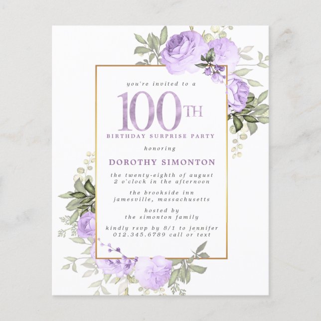 Orçamento Rosa 100º aniversário do Partido Surpres (Frente)