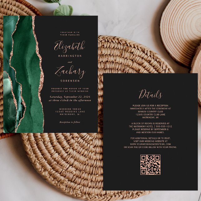 Orçamento Rosa Ágata Verde Dourado Slate Código QR (Criador carregado)