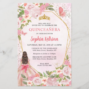 Orçamento Rosa Dourada Floral Princesa Quinceañer