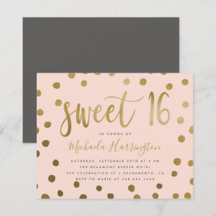 Orçamento Rosa e Dourado Confetti Sweet 16 Aniver