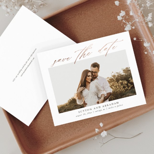 Orçamento Rosa Ouro Script Foto Save the Date (Criador carregado)