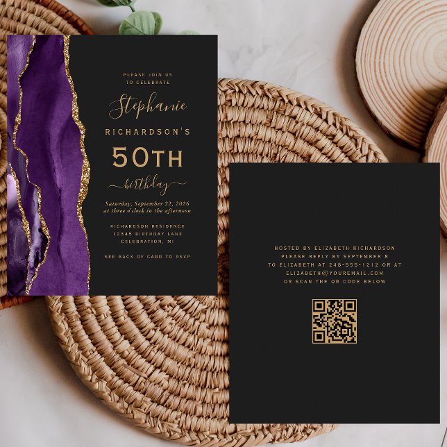 Orçamento Roxo Ágata Código QR 50º Aniversário (Criador carregado)