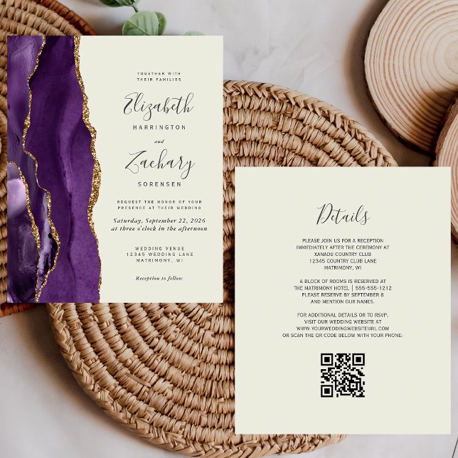 Orçamento Roxo Ágata Marfim Código QR Casamento (Criador carregado)