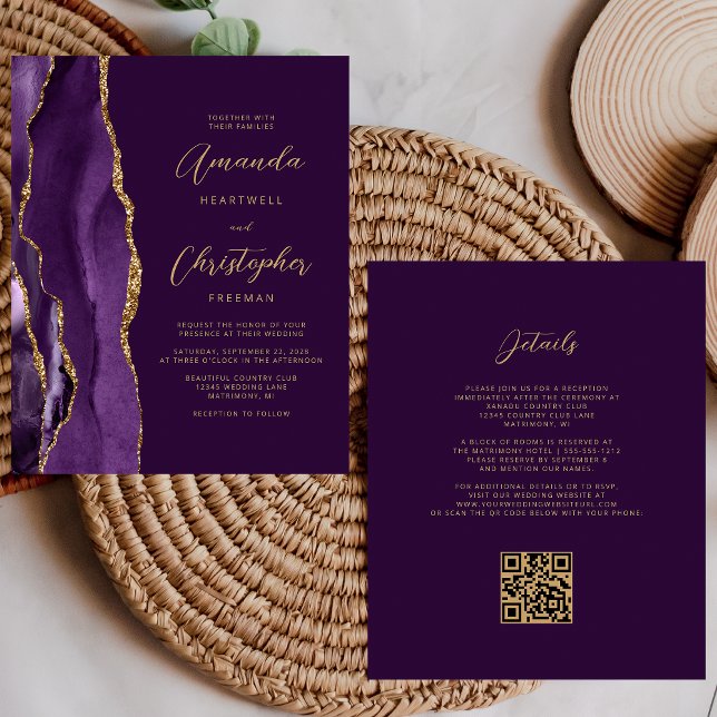 Orçamento Roxo Dourado Ágata Ameixa Código QR Casa (Criador carregado)