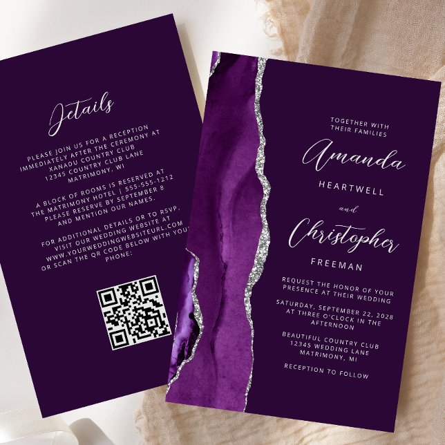 Orçamento Roxo Prata Ágata Ameixa Código QR Casame (Criador carregado)