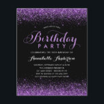 Orçamento Roxo Roxo Roxo Lâmpada Qualquer Idade An<br><div class="desc">Cláusula Elegante De Estilha Elegante Com Violeta Roxo Preto-Glam Moderna Caligrafia De Espetáculo De Qualquer Idade Convite De Aniversário</div>