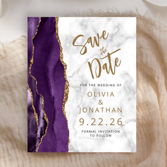 Orçamento Roxo Save the Date de Mármore Ágata Dour (Criador carregado)