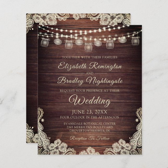 Orçamento Russo Luz de Marfim Convite para Casamen (Frente/Verso)