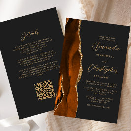 Orçamento Rust Ouro Ágata Escuro Código QR Casamen