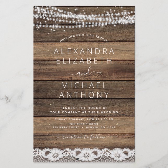 Orçamento Rustic Farmhouse String Luzes Lace Casam (Frente)