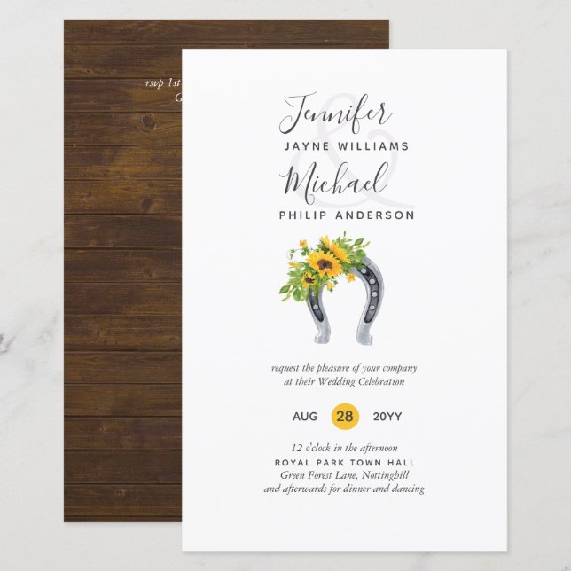 Orçamento Rustic Sunflower Barn Wedding Inv (Frente/Verso)