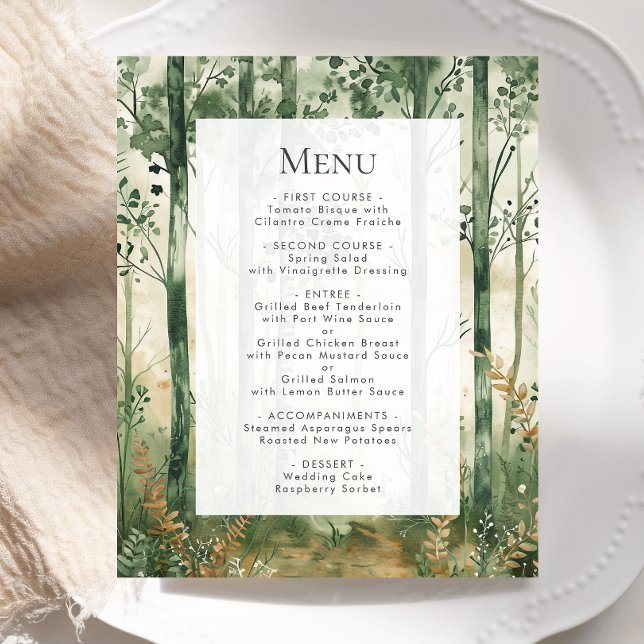 Orçamento Rustic Watercolor Woodland WedeMenu (Criador carregado)