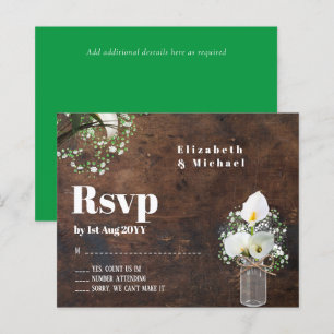 Orçamento Rustic White Calla Lily Wedding RSVP