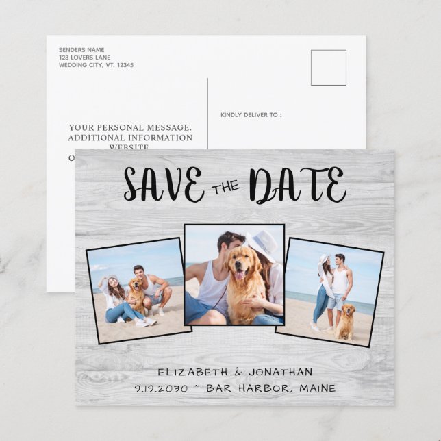 Orçamento Rustic Wood 3 Fotos Casamento Salvar Dat (Frente/Verso)