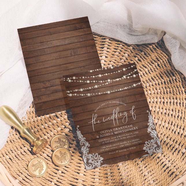 Orçamento Rustic Wood String Lights & Lace Weds (Criador carregado)