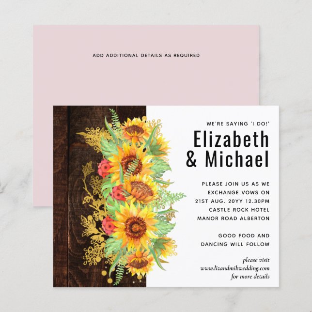Orçamento Rústico Verão Girassóis Casamento Floral (Frente/Verso)