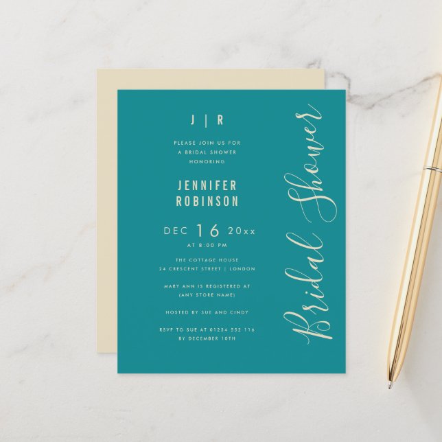 Orçamento Script Moderno Chuveiro de Noiva Azul Te (Frente/Verso In Situ)