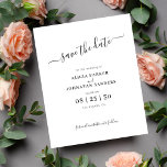 Orçamento simples cartão chic script para salvar a<br><div class="desc">Moderno cartão elegante minimalista tipografia script neutro de orçamento acessível para salvar a data do casamento.</div>