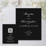 Orçamento Simples Casamento Branco Preto Tudo Em U<br><div class="desc">Um alternativo de orçamento de barato, este convite de casamento é de tamanho menor, com peso de 4, 5 x 5, 6" e semirbrilho de 110 lbs. Adicione o código QR ao seu site de casamento na parte traseira para que os hóspedes possam facilmente acessar seu site para RSVP e...</div>