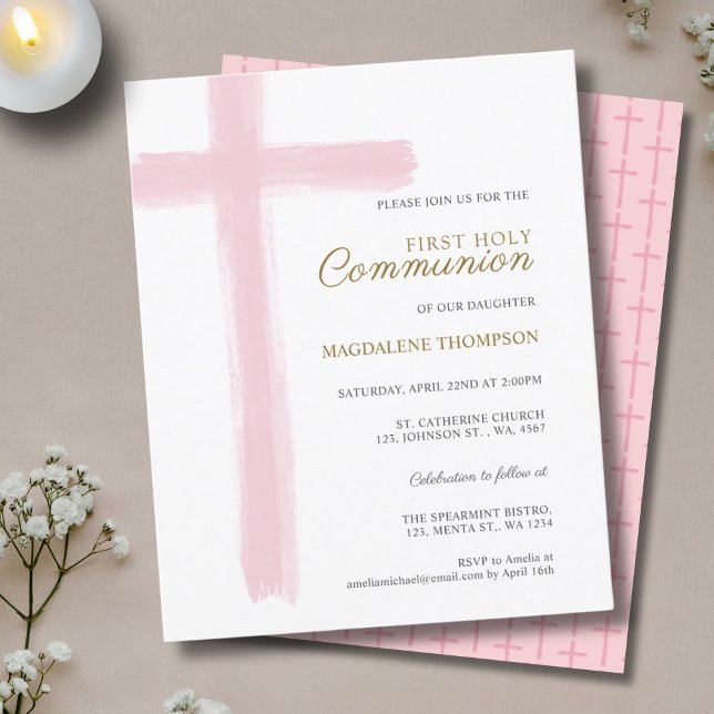 Orçamento Simples Cruz Rosa Menina Primeira Comunh (Criador carregado)