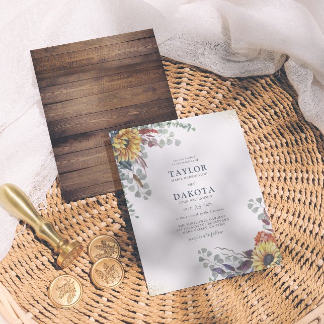 Orçamento Sunflower & Eucalyptus Greenery Casament (Criador carregado)