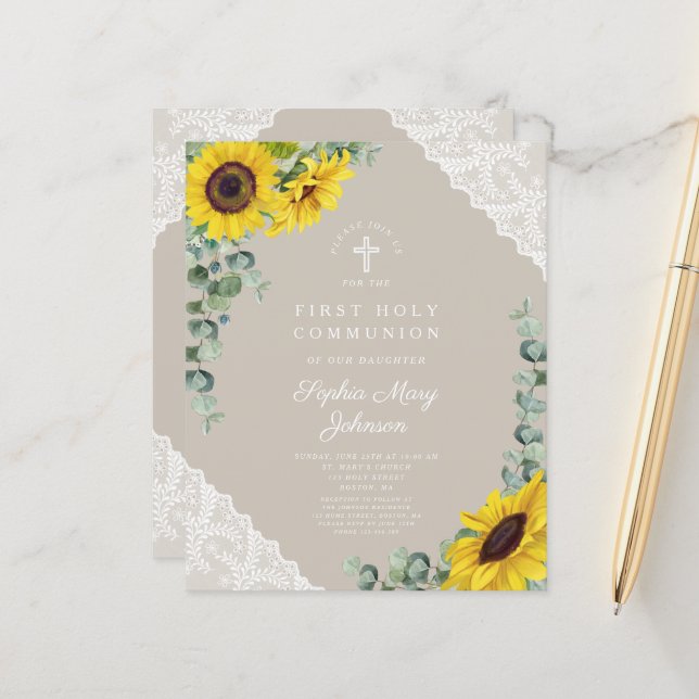 Orçamento Sunflower Taupe Lace Primeira Comunhão (Frente/Verso In Situ)