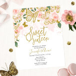 Orçamento Sweet 16 Borboleta Convite Blush Floral<br><div class="desc">As borboletas cinzentas e douradas convidam. Excelente para a 16ª festa de aniversário com o tema da borboleta. PERSONALIZAÇÃO: envie-me uma mensagem através do chat se precisar de qualquer personalização, como uma mudança de cor. MODIFICANDO A HORA EXISTENTE DA ORDEM/ ENVIO, ETC., entre em contato diretamente com o suporte da...</div>