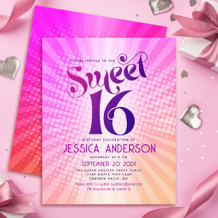 Orçamento Sweet 16 Convite Groovy Gradiente Rosa L