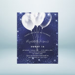Orçamento Sweet 16 marinho azul balão convite<br><div class="desc">Um convite moderno,  na moda e glamouroso para uma doce festa de aniversário 16,  16. Um fundo azul marinho,  decorado com faíscas de brilho e balões brancos. A cor azul é irregular. Personalize e adicione seu nome e detalhes da festa.</div>
