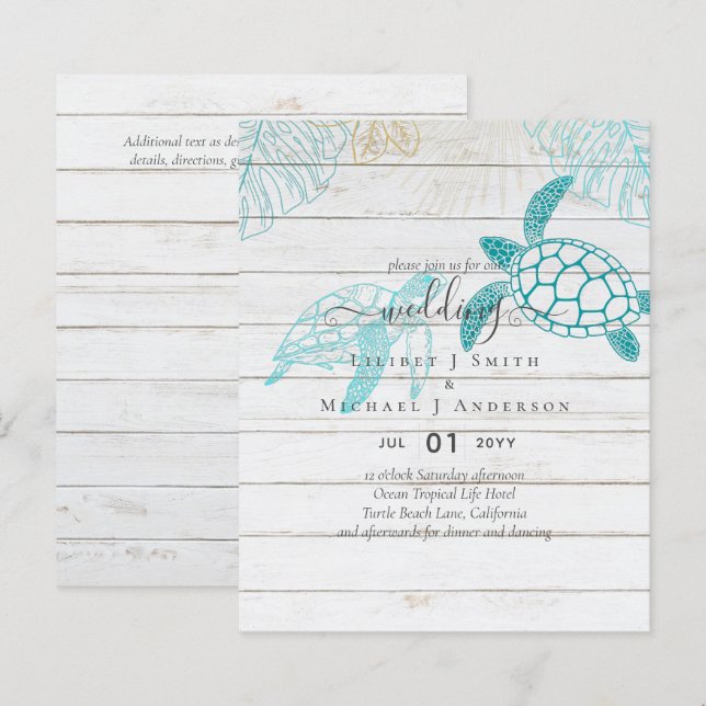 ORÇAMENTO  Tartarugas Marinhas Casamento Linha Art (Frente/Verso)