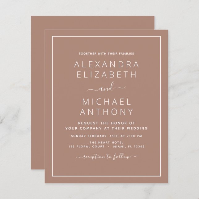 Orçamento Terracota Casamento Boho Moderno Simples (Frente/Verso)