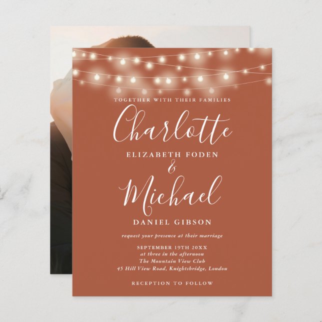 Orçamento Terracotta Lights Foto Convite para Casa (Frente/Verso)