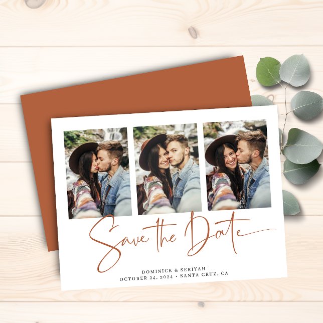 Orçamento Terracotta Typografia Casamento Salve Da (Budget Terracotta Typography Wedding Save the Date Card)