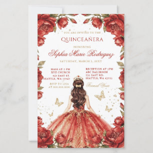 Orçamento Tiara Floral Princesa Dourada Vermelha Q