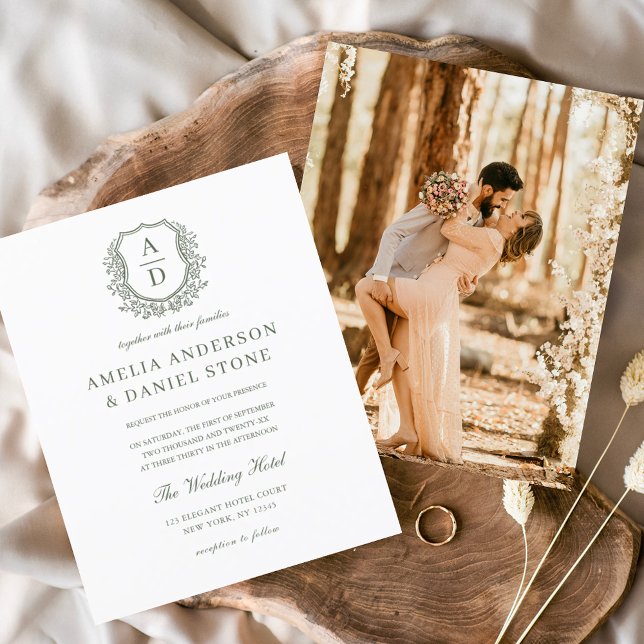 Orçamento Tom de Verde Floral Brasão Monograma Cas (Criador carregado)