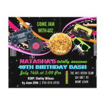 Orçamento Totalmente anos 80 Convite de Aniversári