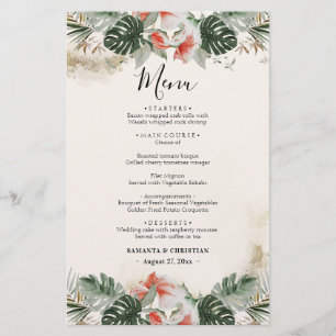 Orçamento Tropical Palm Greenery Menu Casamento